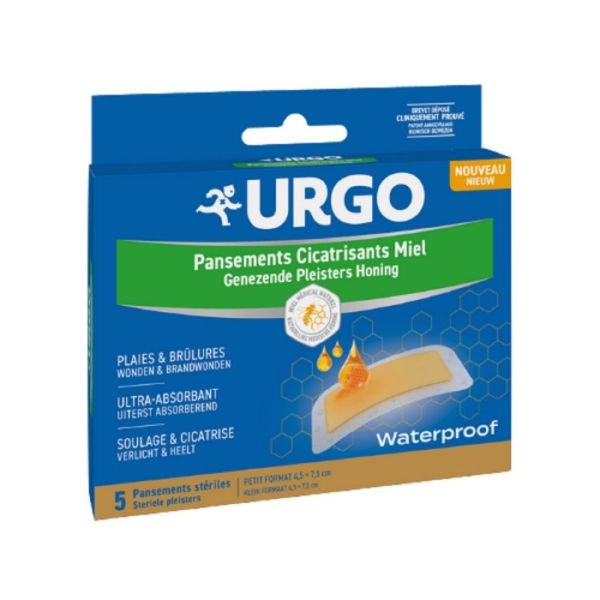 URGO 5 Pansements Cicatrisants Miel 4.5 x 7.5cm - Plaies, Brûlures