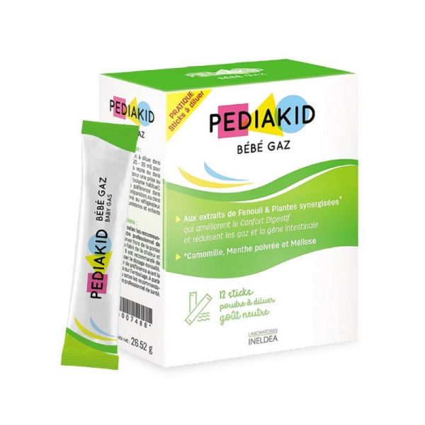 PEDIAKID Bébé Gaz 12 Sticks - Equilibre Intestinal, Inconfort Digestif