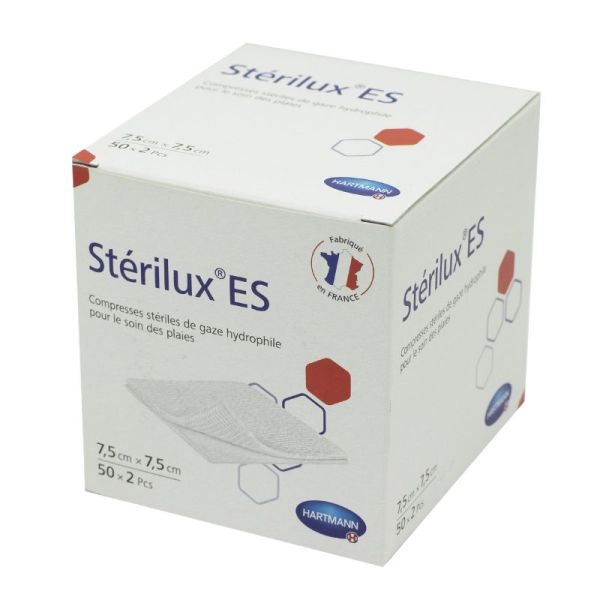 STERILUX ES Compresses Stériles 7.5 x 7.5 cm, Compresse de Gaze Coton, Soin  et Protection des Plaies