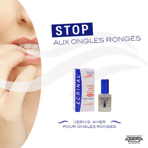 ECRINAL Vernis Amer Formule Renforcée - Stop aux Ongles Rongés, Onychophagie - Dès 3 Ans - Fl/10ml