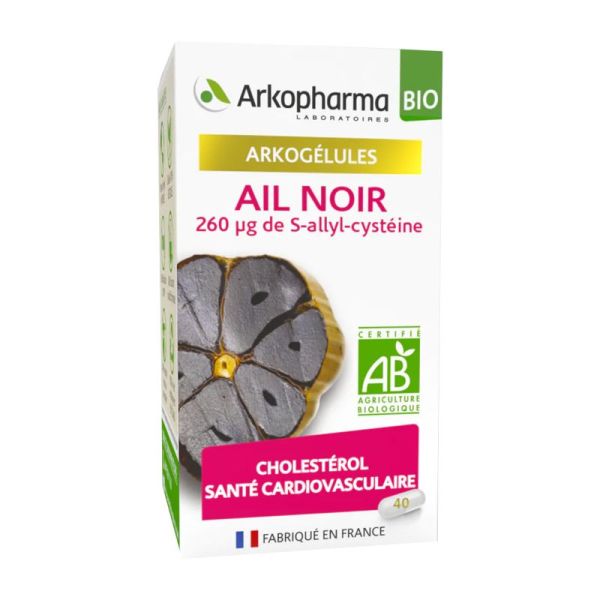 ARKOGELULES BIO Ail Noir 260µg de S-allyl-cystéine - Bte/40 - Cholestérol, Santé Cardiovasculaire