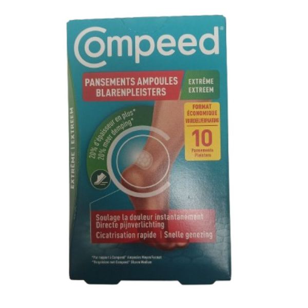 COMPEED 10 Pansements Ampoules Extrême Moyen Format - Technologie Hydocolloïde