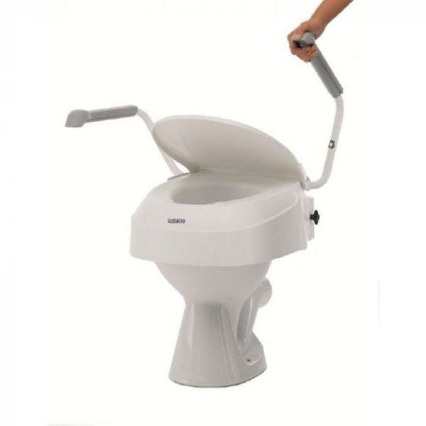 Surélévateur Réhausse de Toilette AQUATEC avec Accoudoirs Relevables et Couvercle - T4675 - 1 Unité