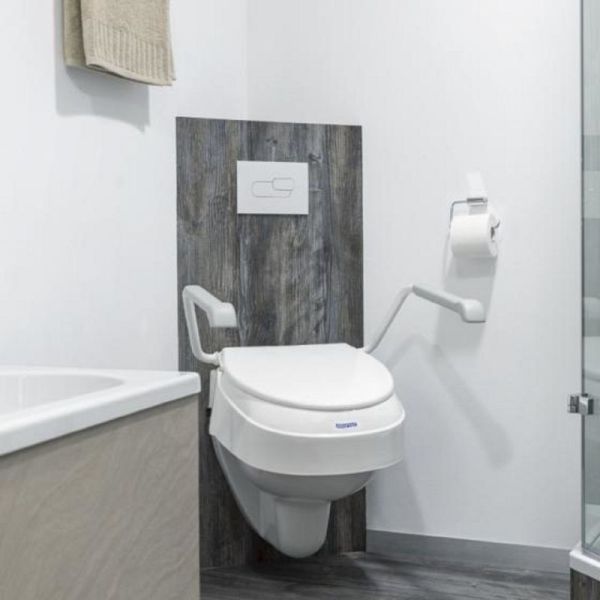 Surélévateur Réhausse de Toilette AQUATEC avec Accoudoirs Relevables et Couvercle - T4675 - 1 Unité