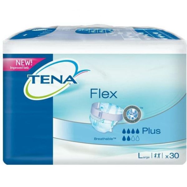 TENA FLEX Plus L Large Hanches de 83 à 120 cm - Change Complet avec Ceinture pour Fuites Urinaires M