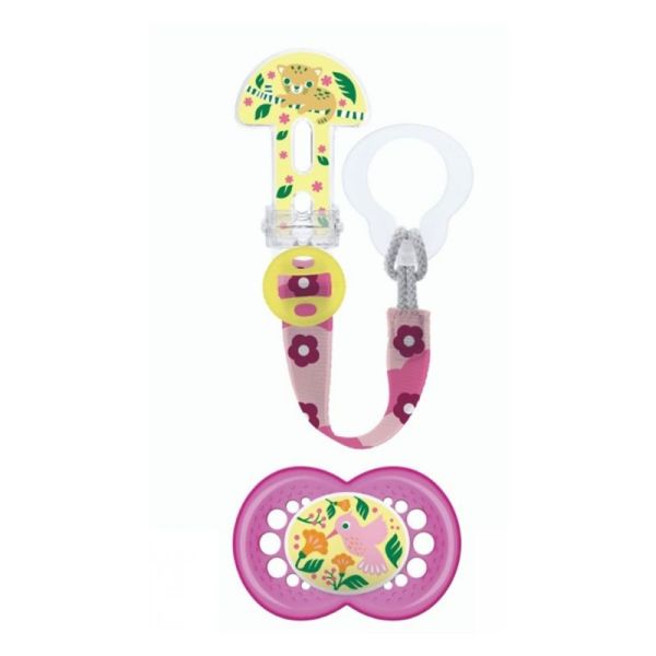 MAM  Kit Sucette Anatomique Silicone + Attache Sucette - Nourrisson +6 mois