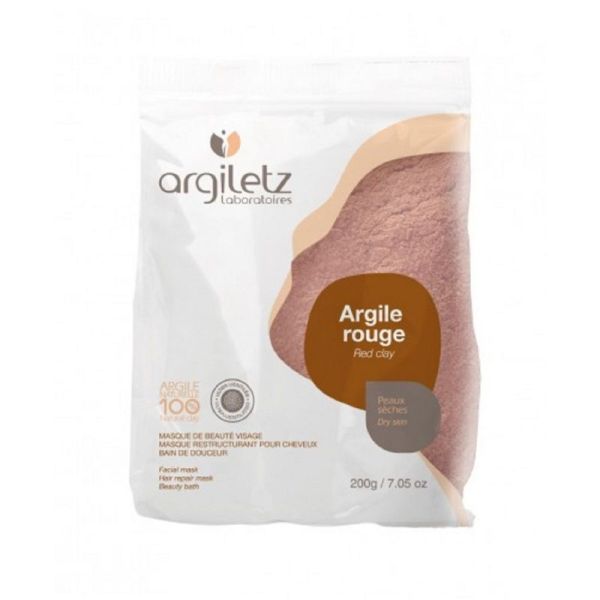 ARGILETZ Argile Rouge Ultra Ventilée 200g, Peaux Sèches - Bain, Soin Visage, Corps, Cheveux