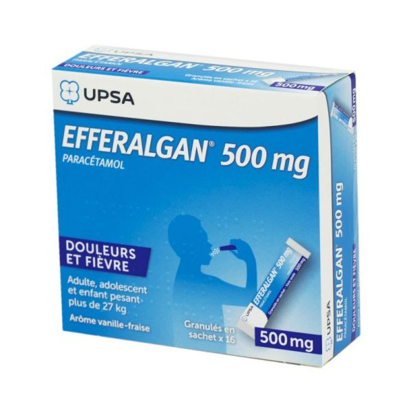 Efferalgan 500 mg Vanille-Fraise, granulés - 16 sachets