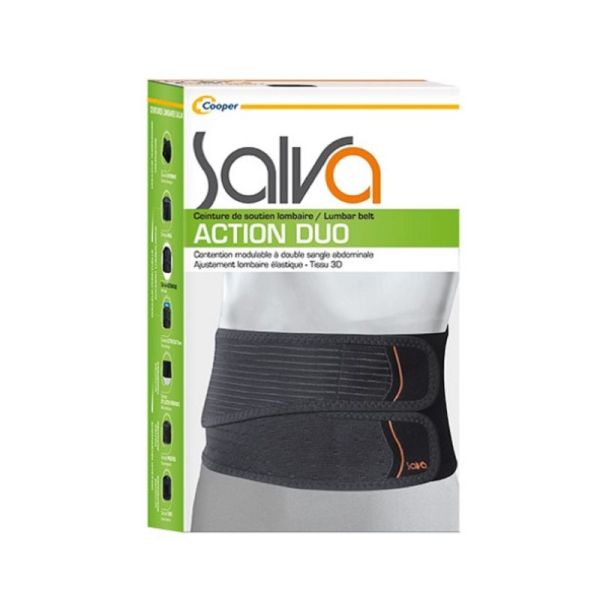 SALVA ACTION DUO Hauteur 21cm - Ceinture Lombaire, Contention Modulable, Double Sangle Abdominale