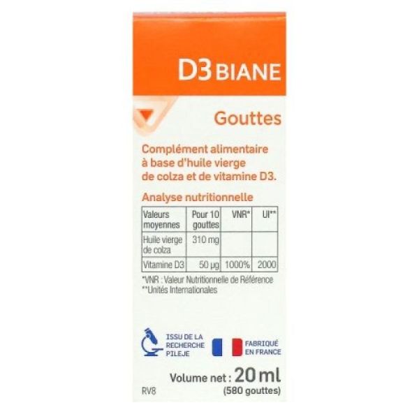 PILEJE - D3 biane gouttes - 20ml - 3401528537417