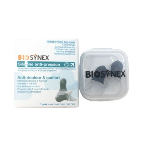 BIOSYNEX - Protections Auditives , silicone anti-pression , anti-douleur & confort - ADULTE / BLEU- 3532678592190