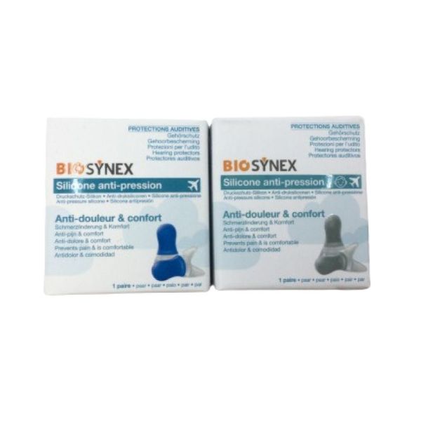 BIOSYNEX - Protections Auditives , silicone anti-pression , anti-douleur & confort - ADULTE / BLEU- 3532678592190