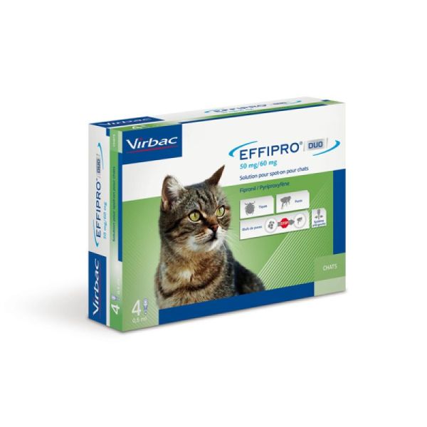 EFFIPRO Duo Chat 50mg/60mg Pipette/Spot-on 4x 0.5ml - Antiparasitaire Externe