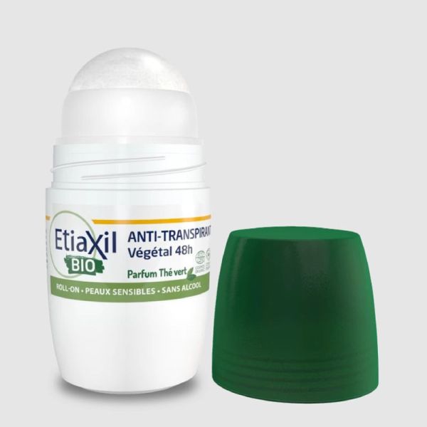 ETIAXIL BIO Anti Transpirant Végétal 48h Thé Vert Lot de 2x 50ml - Transpiration Modérée des Aisselles