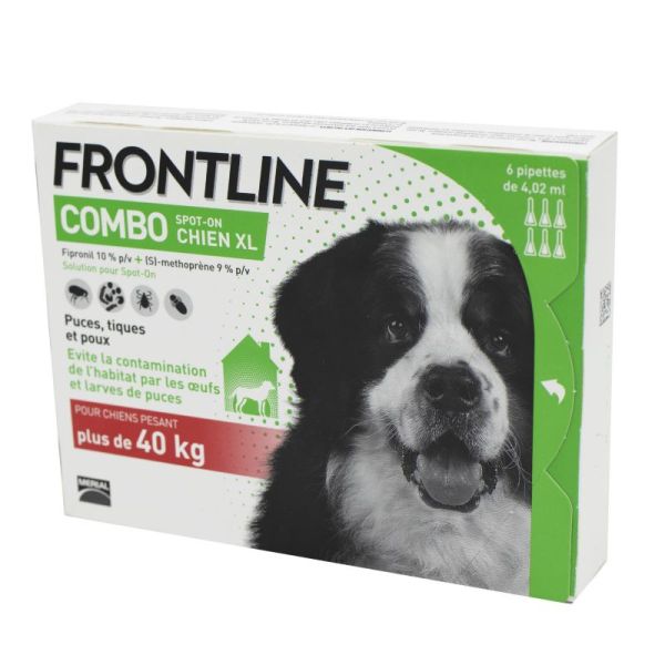 FRONTLINE COMBO Spot On CHIEN XL (+40kg) 6 Pipettes de 4.02ml - Anti Parasitaires