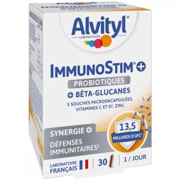 ALVITYL IMMUNOSTIM+ PROBIOTIQUES 30 Gélules - 13.5 Milliards de Souches Micro-Encapsulées