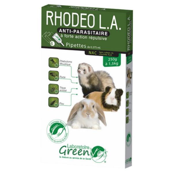 RHODEO L.A Nouveaux Animaux de Compagnie de 250g à 1.5kg (NAC) 4 Pipettes de 0.375ml