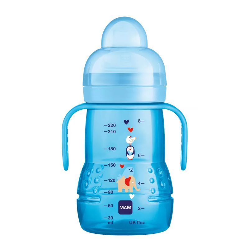 Biberon De Transition MAM 4+ Mois – 220 Ml Avec Tétine Débit 3 Et Bec Anti-fuite – Apprentissage Du Verre En Douceur